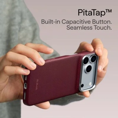 Pitaka (Argyle) Edge Case for iPhone 18 Pro - Burgundy